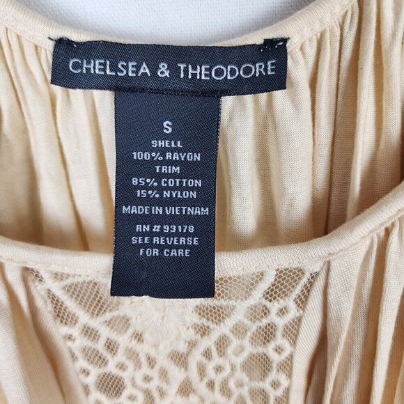 Chelsea & Throdore Boho Crochet Embroidery and Twist Rope Flowy Blouse S - Picture 2 of 5